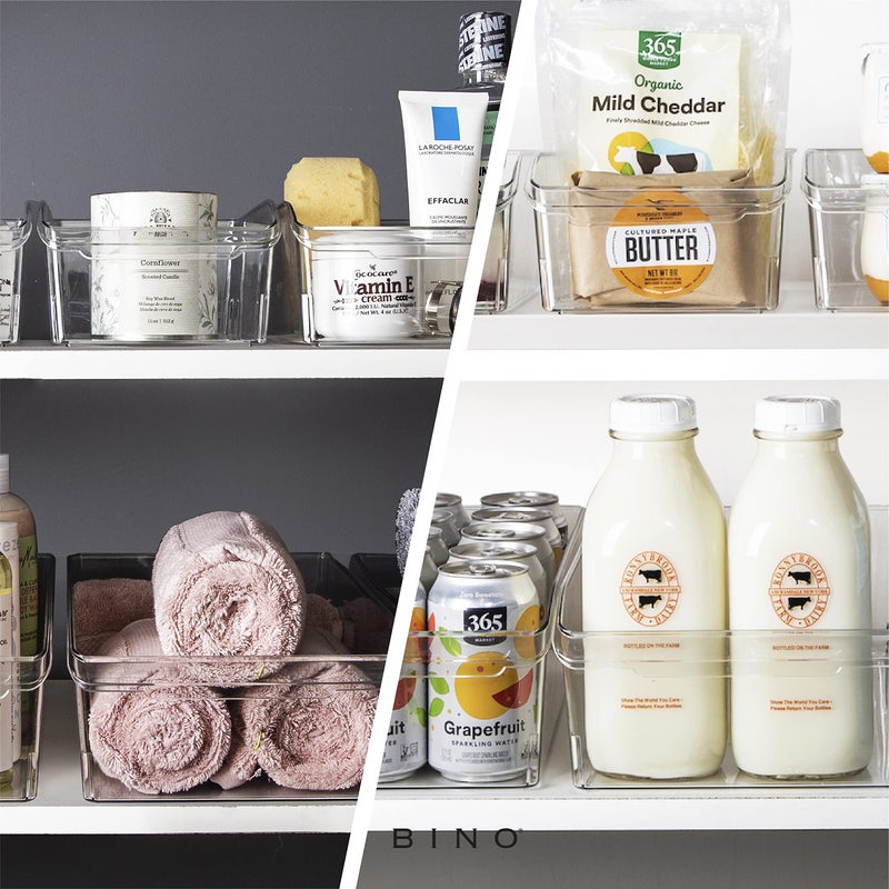 BINO | Plastic Storage Bins, Large | THE CURVE COLLECTION | Multi-Use Fridge / Freezer Organizer | Built-In Handle | BPA-Free | Pantry and Home Organization - Image 5